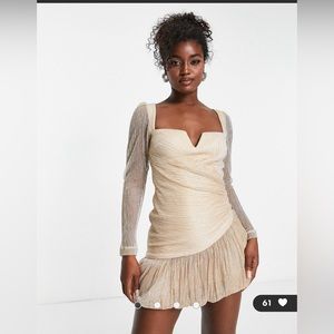 ASOS Ever New ruched metallic bubble hem mini dress